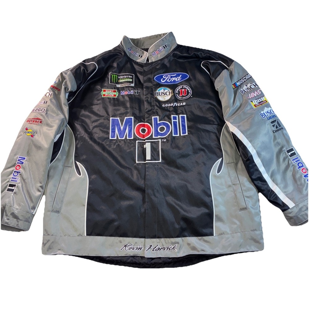 Stewart-Haas Kevin Harvick Mobil 1 Ford NASCAR Racing Jacket Black Grey 3XL